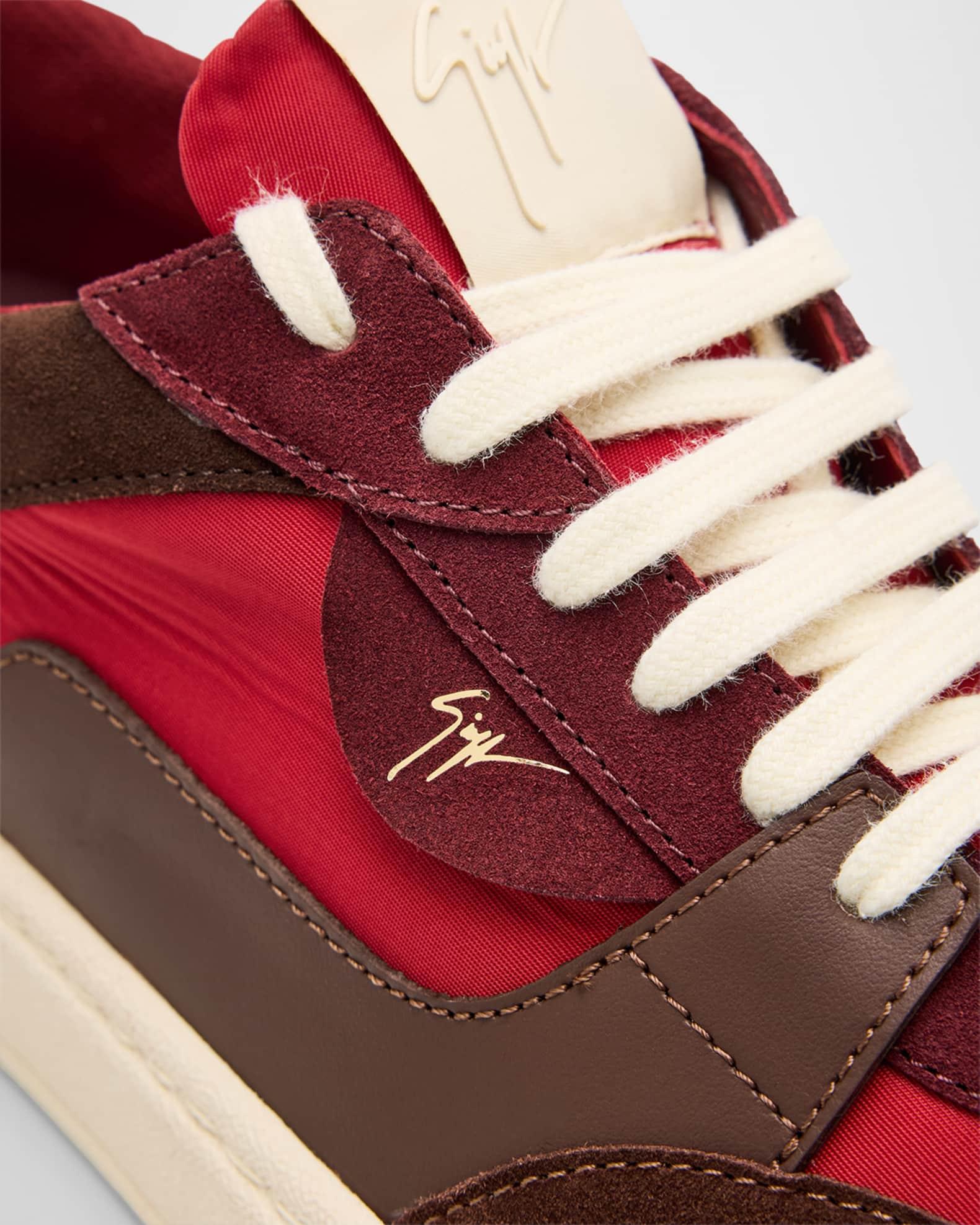 Men's Textile and Leather Low-Top Sneakers Product Image