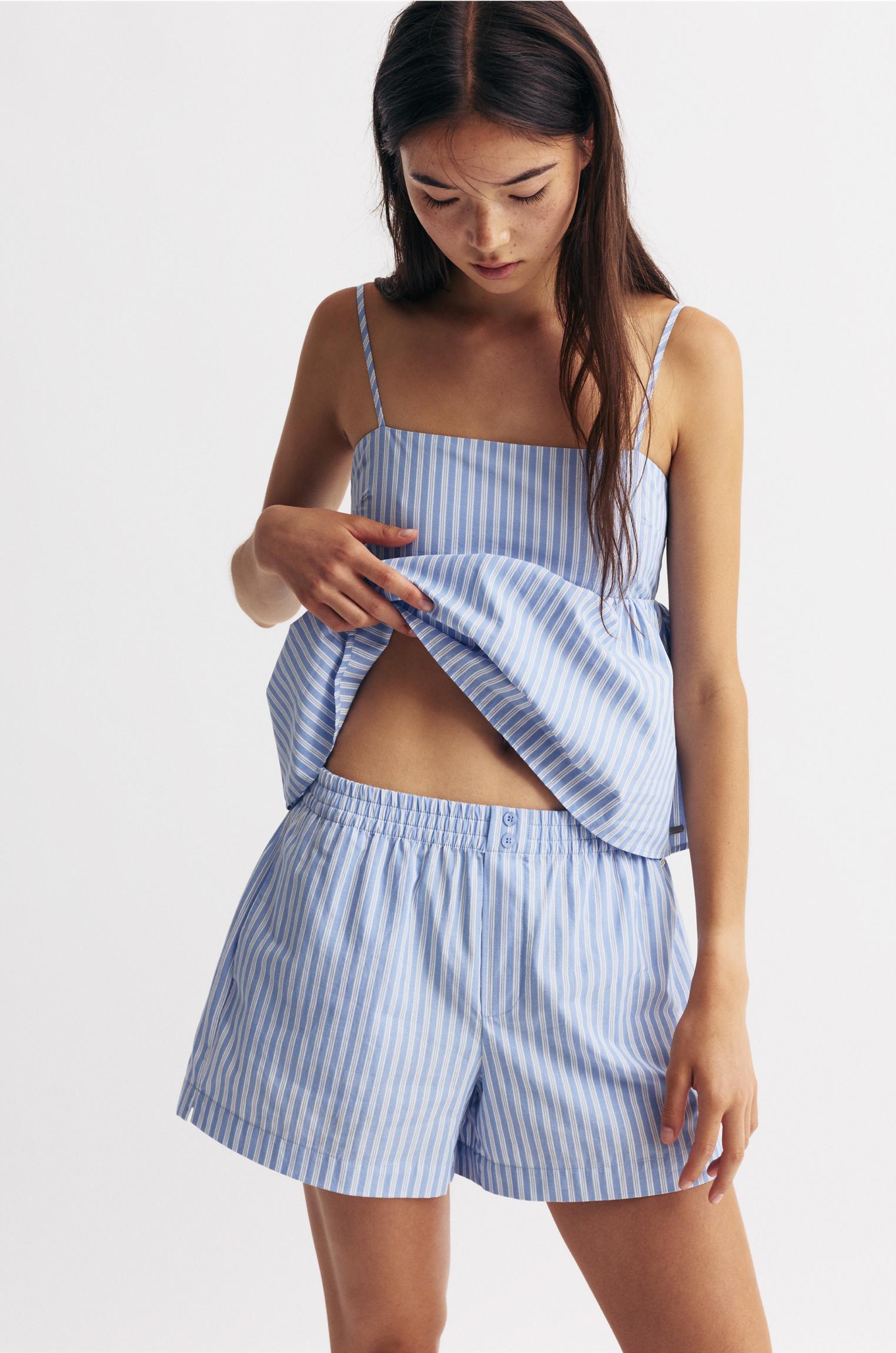 Striped poplin shorts Product Image