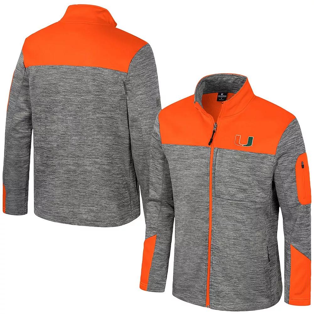 Men's Colosseum  Gray/Orange Miami Hurricanes Guard Full-Zip Jacket, Size: 2XL, Grey Product Image