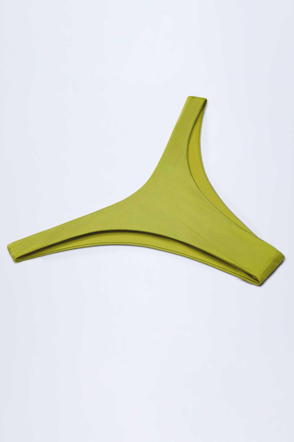High-Leg Cheeky Bikini Bottoms in Olive Green Product Image