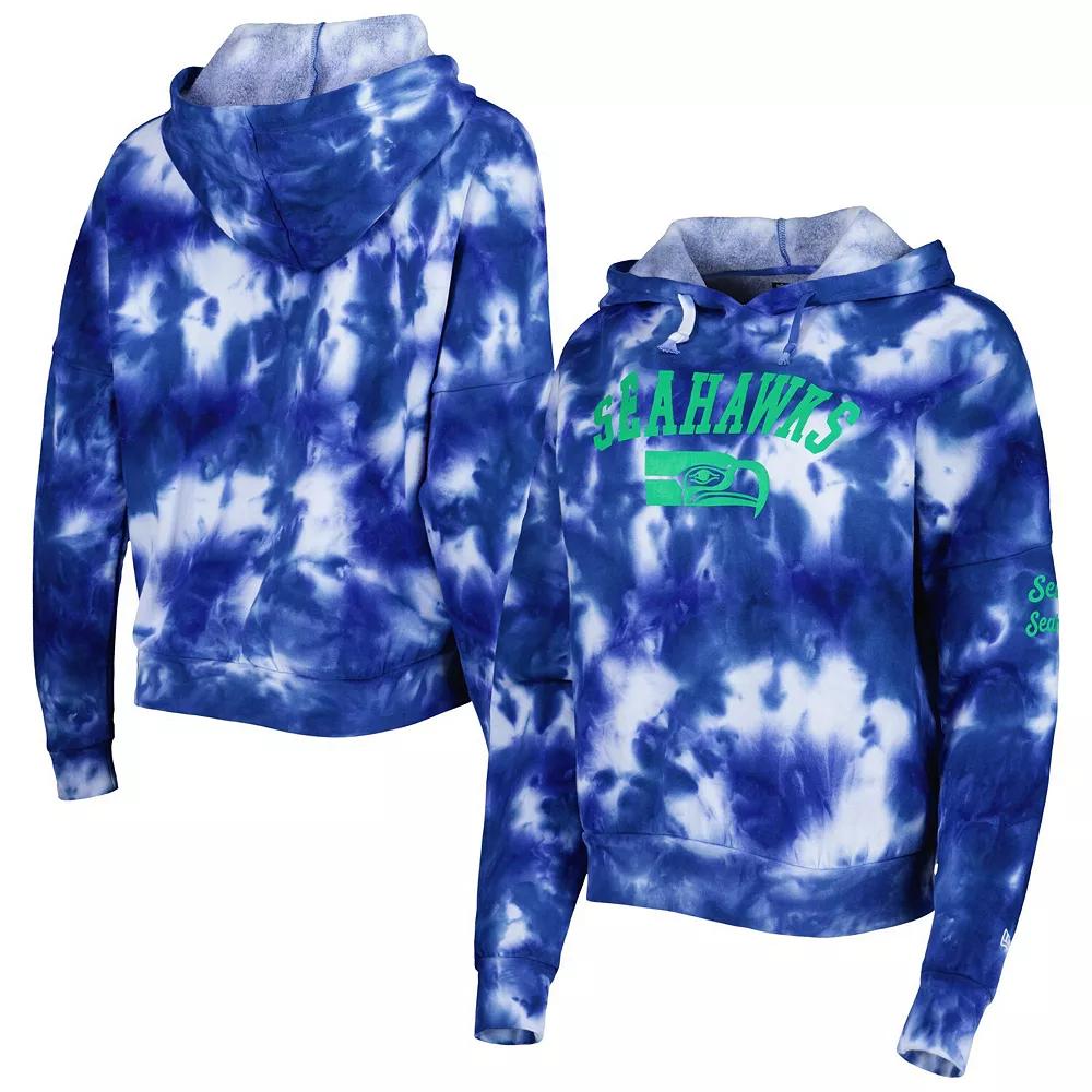 Women's New Era Royal Seattle Seahawks Cloud Dye Fleece Pullover Hoodie,  Product Image