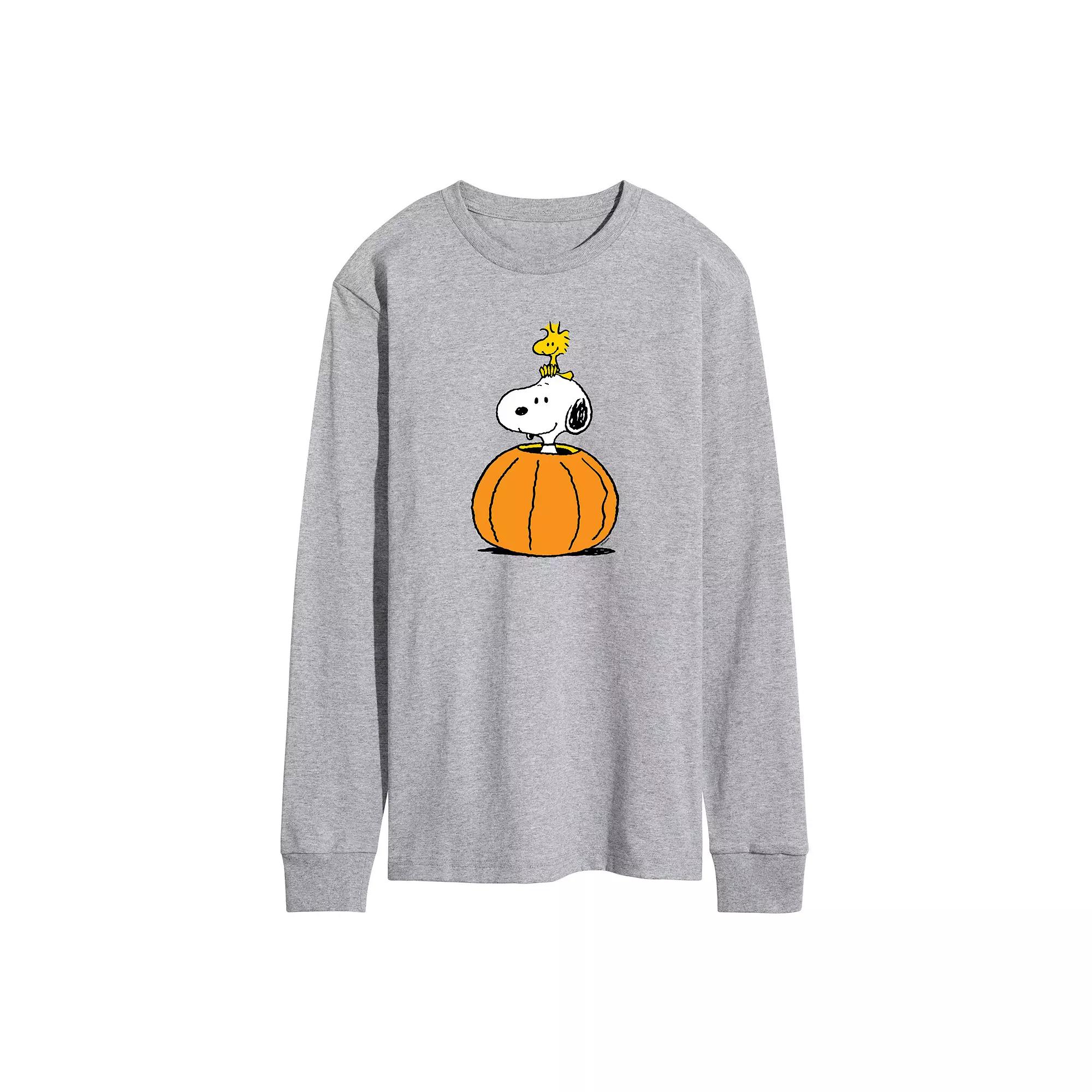 Men's Peanuts Snoopy Woodstock Pumpkin Long Sleeve Graphic Tee,  Product Image