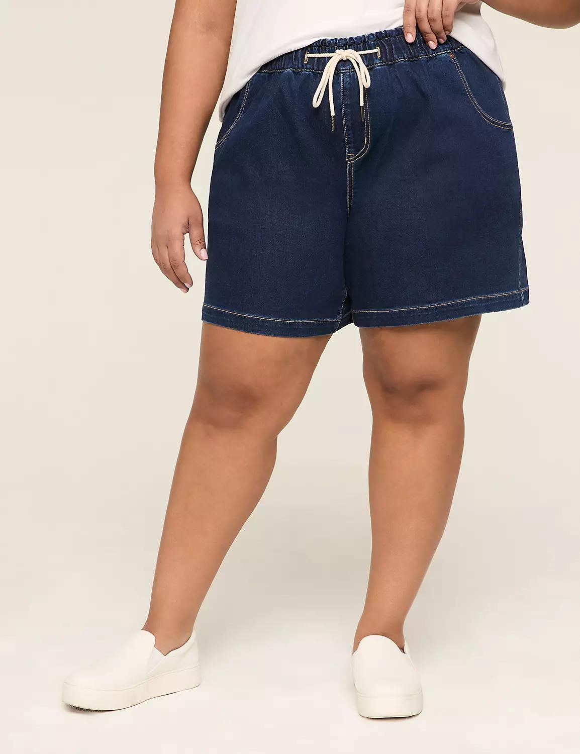 Pull-On Knit Denim Shorts - 5.5" Inseam Product Image