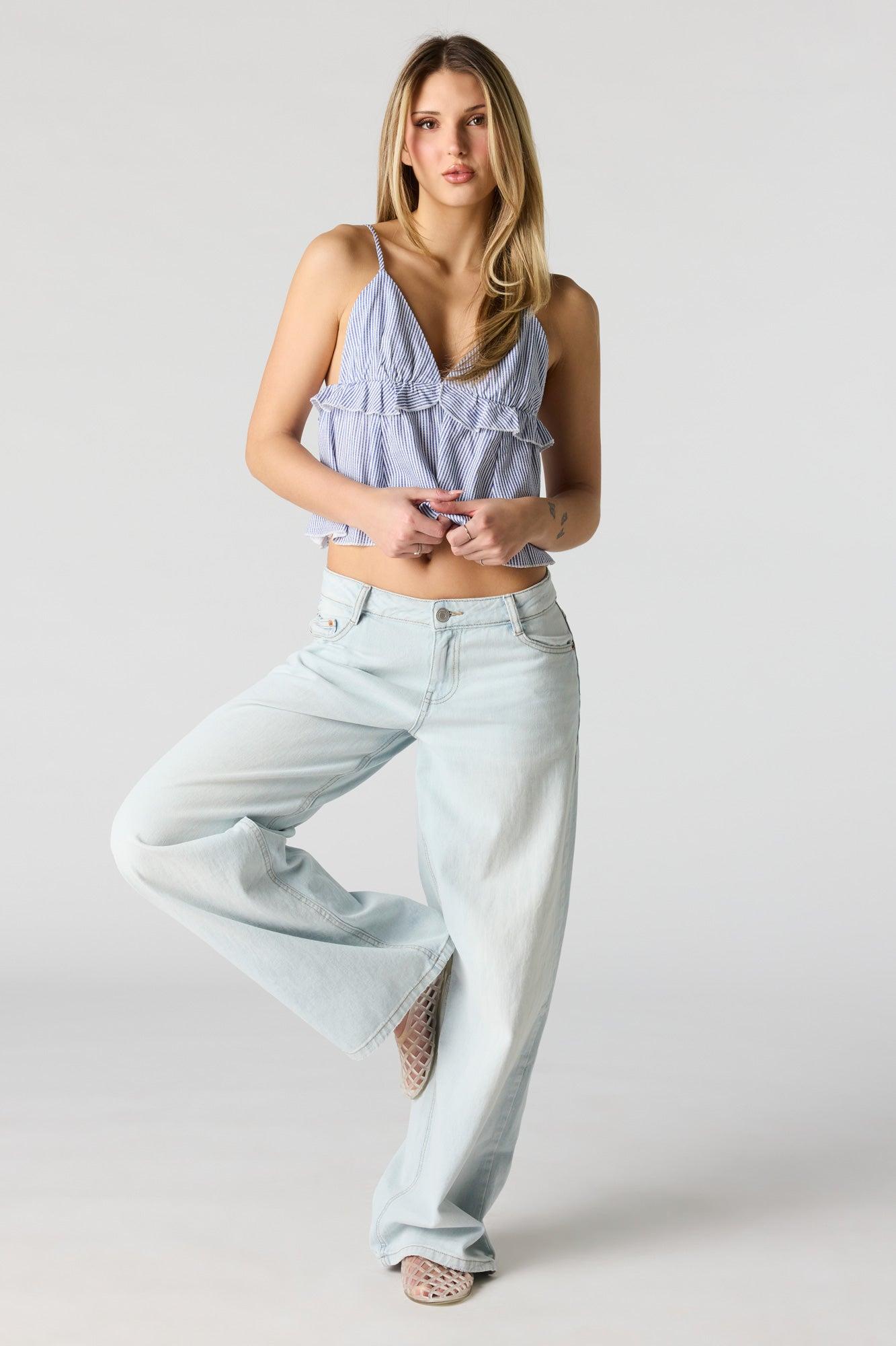 Linen-Blend Babydoll Tank Female Product Image