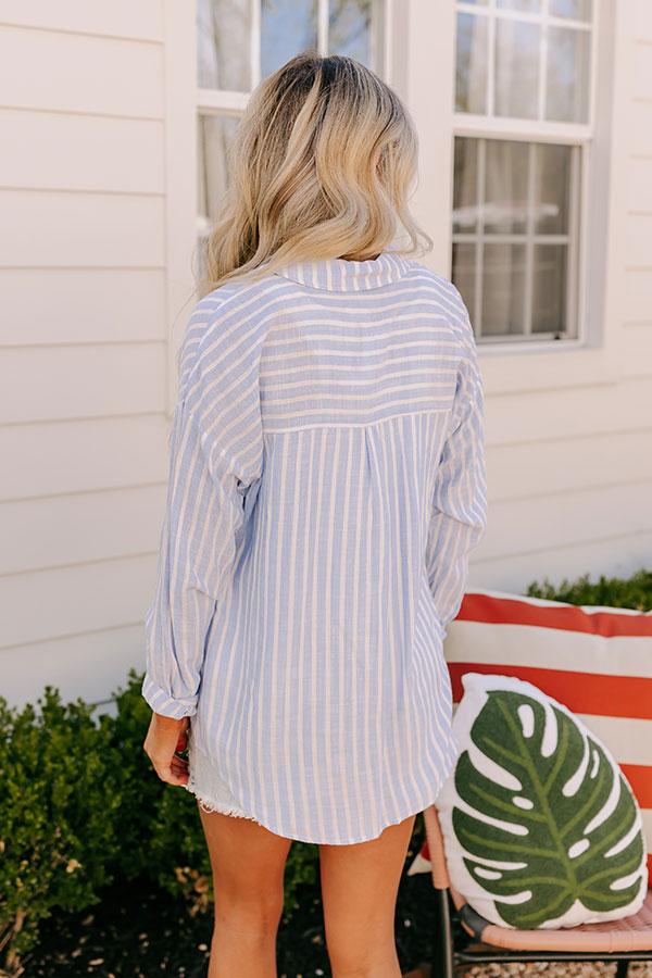 Don't Change Stripe Button Up In Sky Blue Product Image