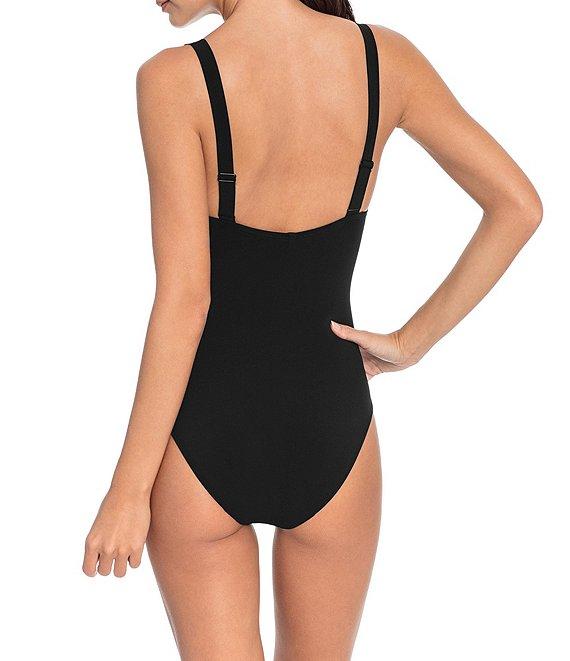 ROBIN PICCONE Ava Solid Matte Jersey V-Neck Keyhole Underwire Plunge One Piece Swimsuit Product Image