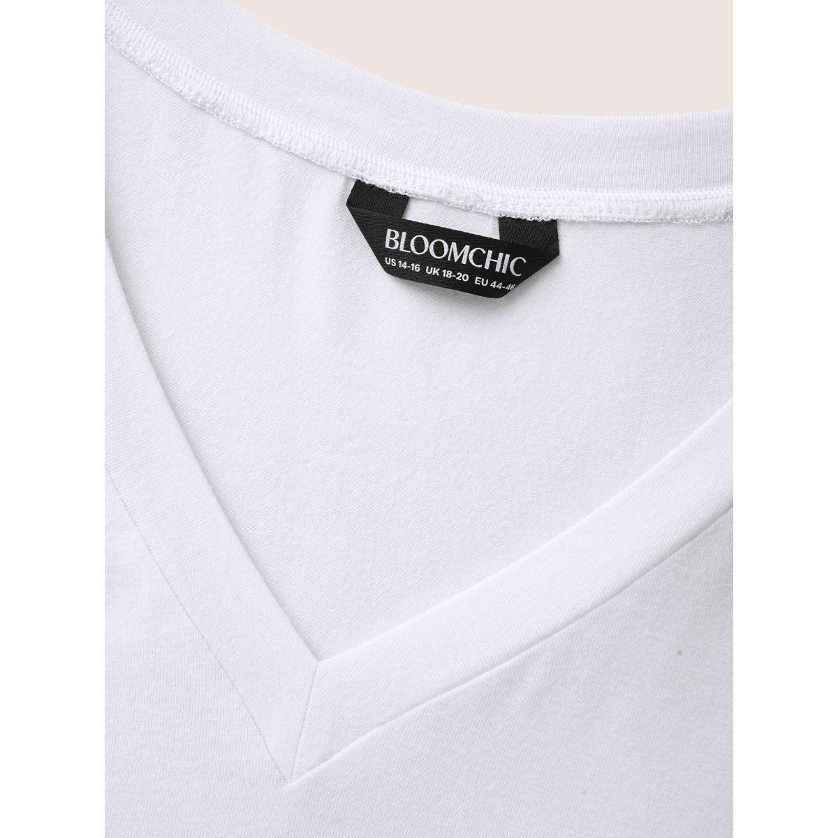 Plus Size Supersoft Essentials Solid V Neck Basic Knit T-shirt Originalwhite Women Basics Non V-neck Everyday T-shirts BloomChic 10/M Product Image