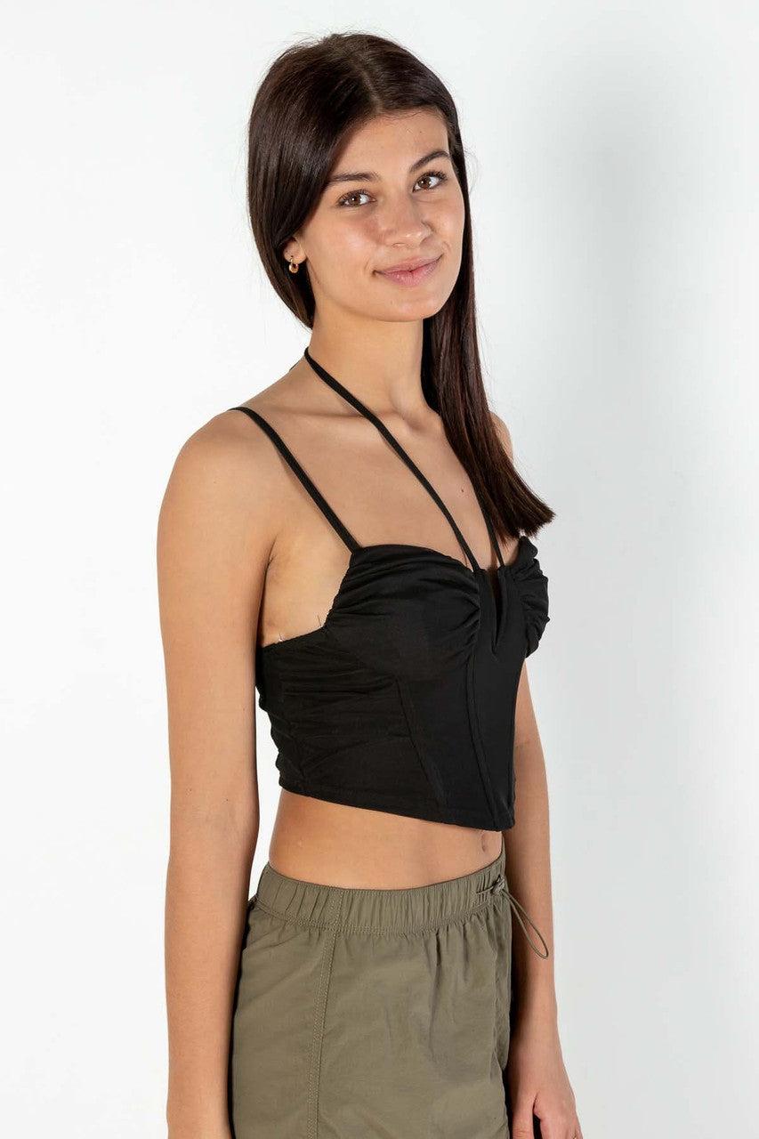 Black Mesh Bustier Halter Top Product Image