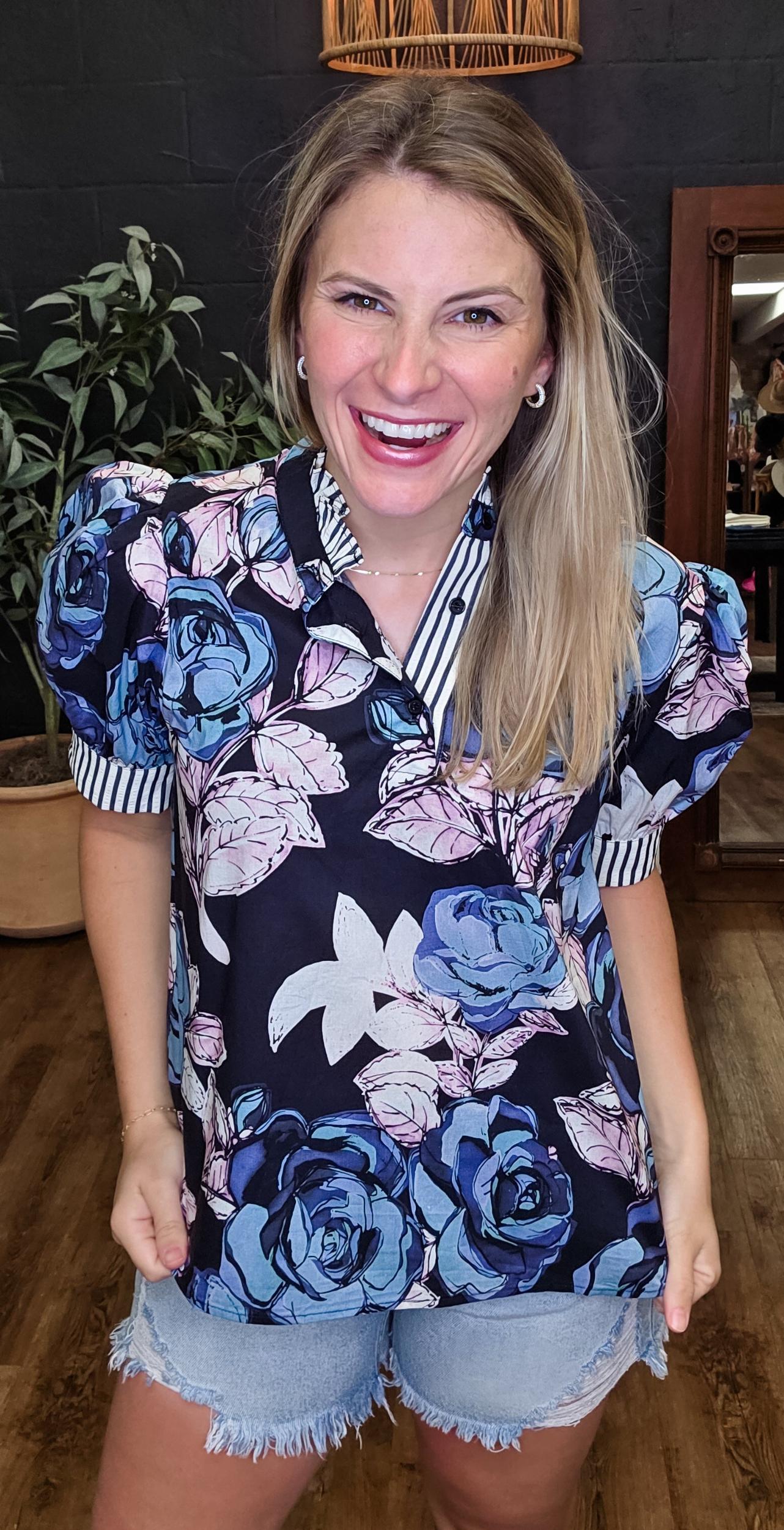 Picnic at the Park Floral Top (Small to Large) (Multiple Color Options) Product Image