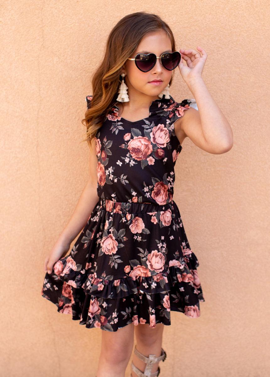 Abilenne Set in Black Floral Girls Product Image