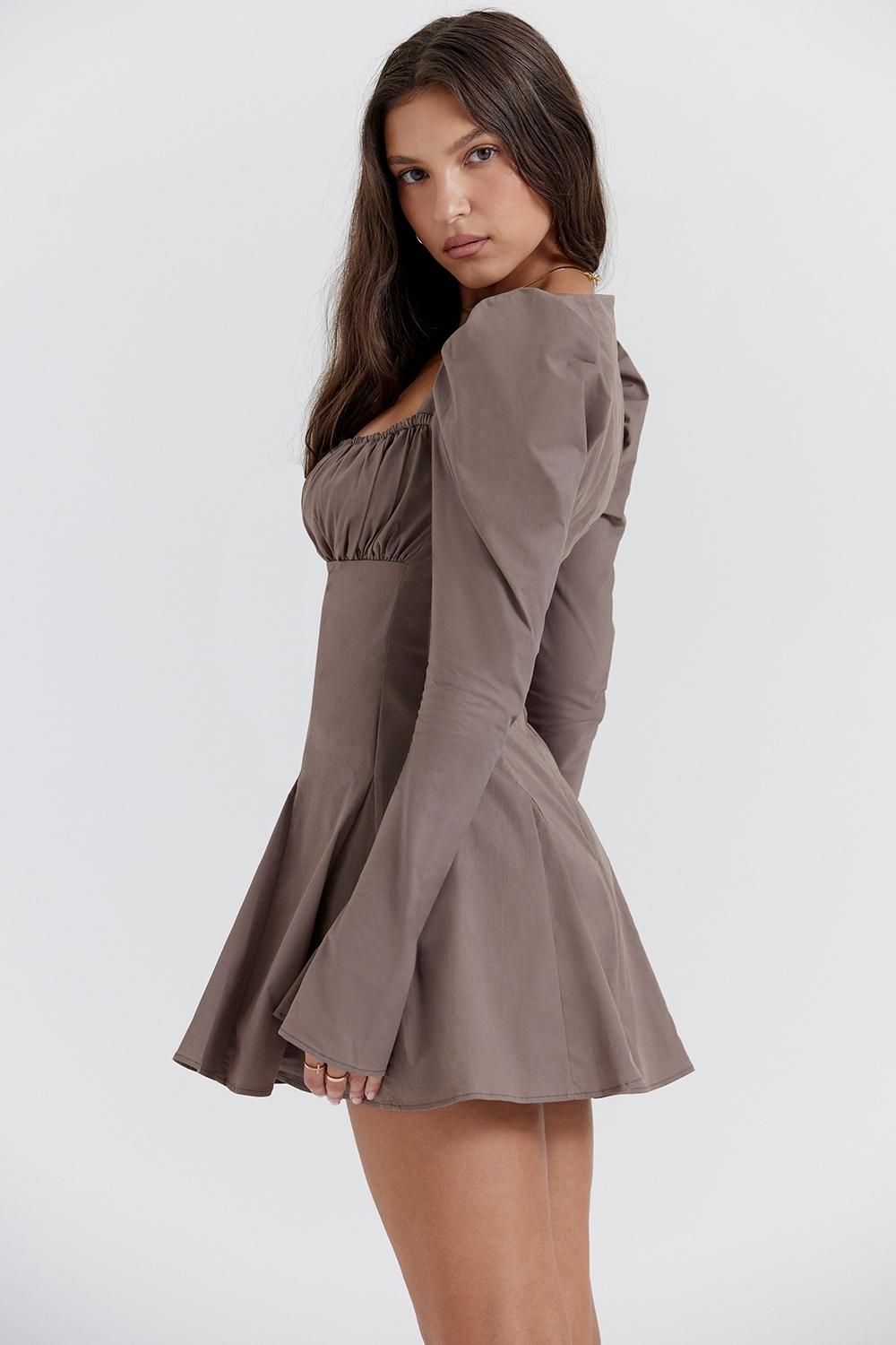 Carlina  mocha long sleeve mini dress Product Image