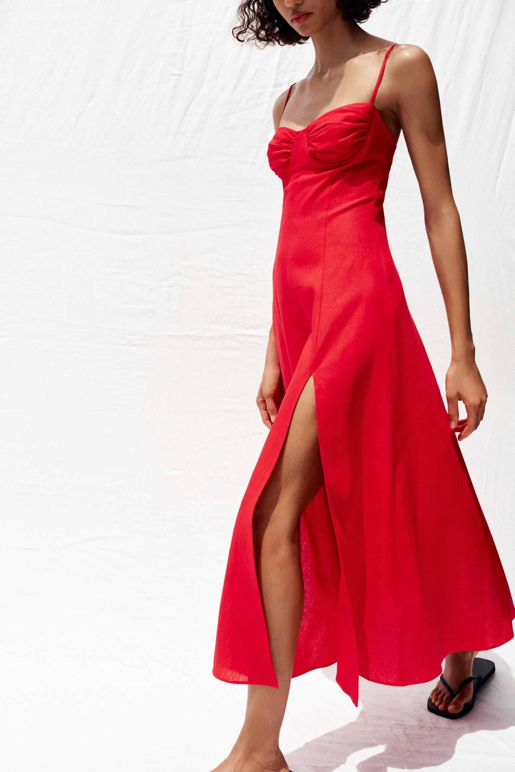 LINEN MIDI CORSET DRESS Product Image