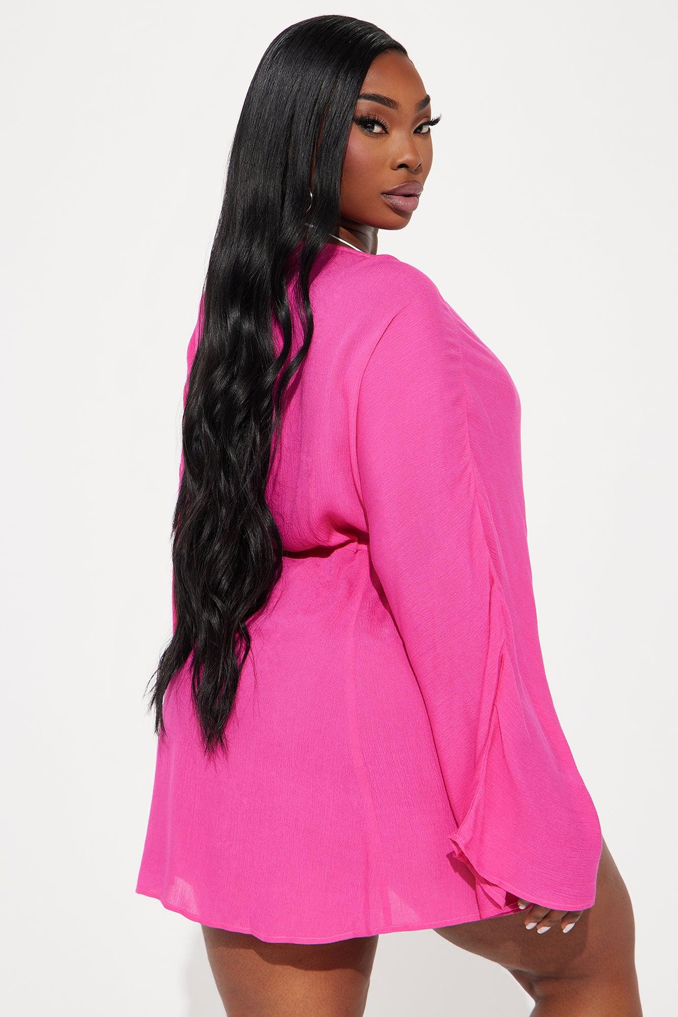Breezy Nights Linen Swim Cover Up Dress - Pink Product Image