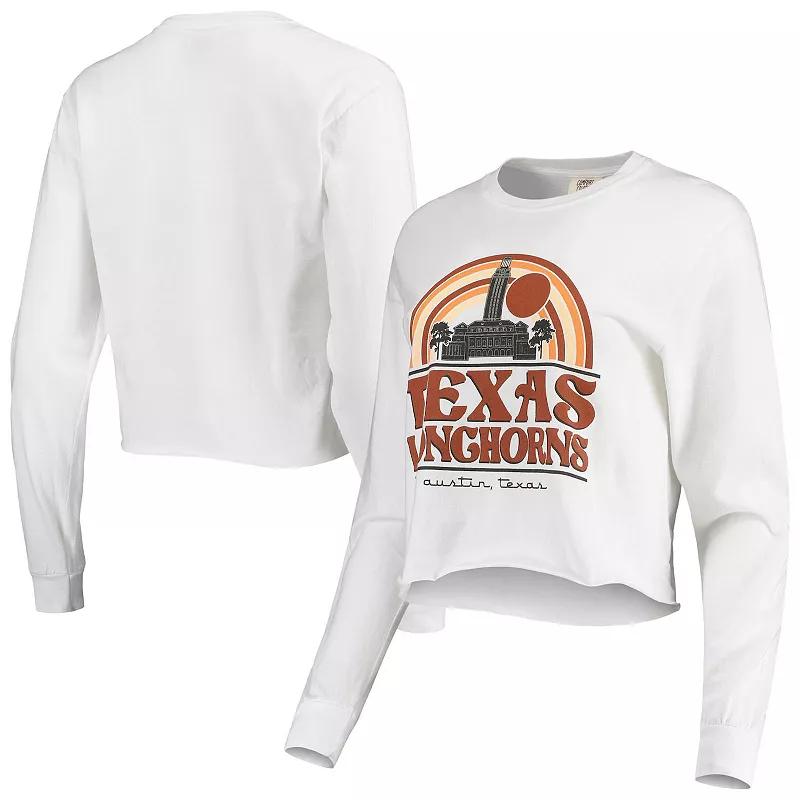 Womens Texas Longhorns Retro Campus Crop Long Sleeve T-Shirt Product Image