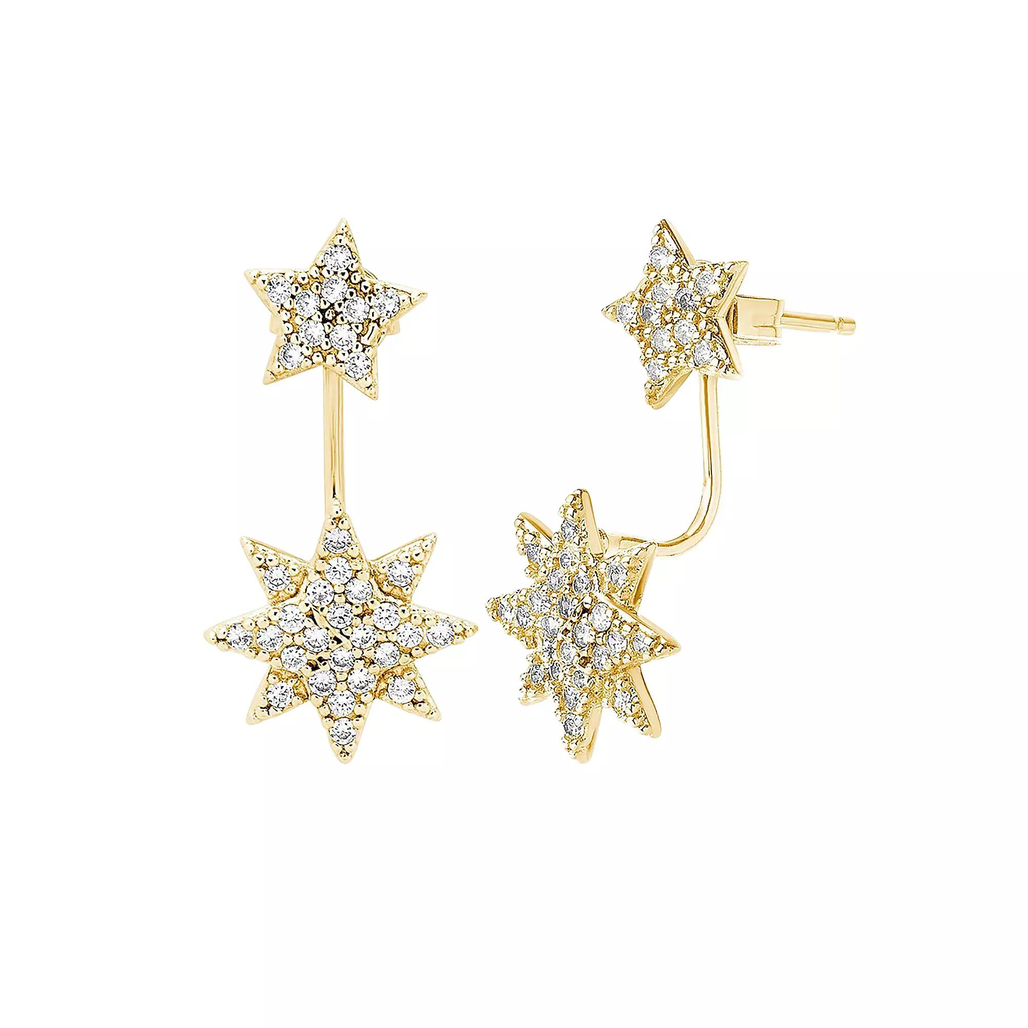 MC Collective CZ Starburst Jacket Earrings, Women's, Silver Tone Product Image