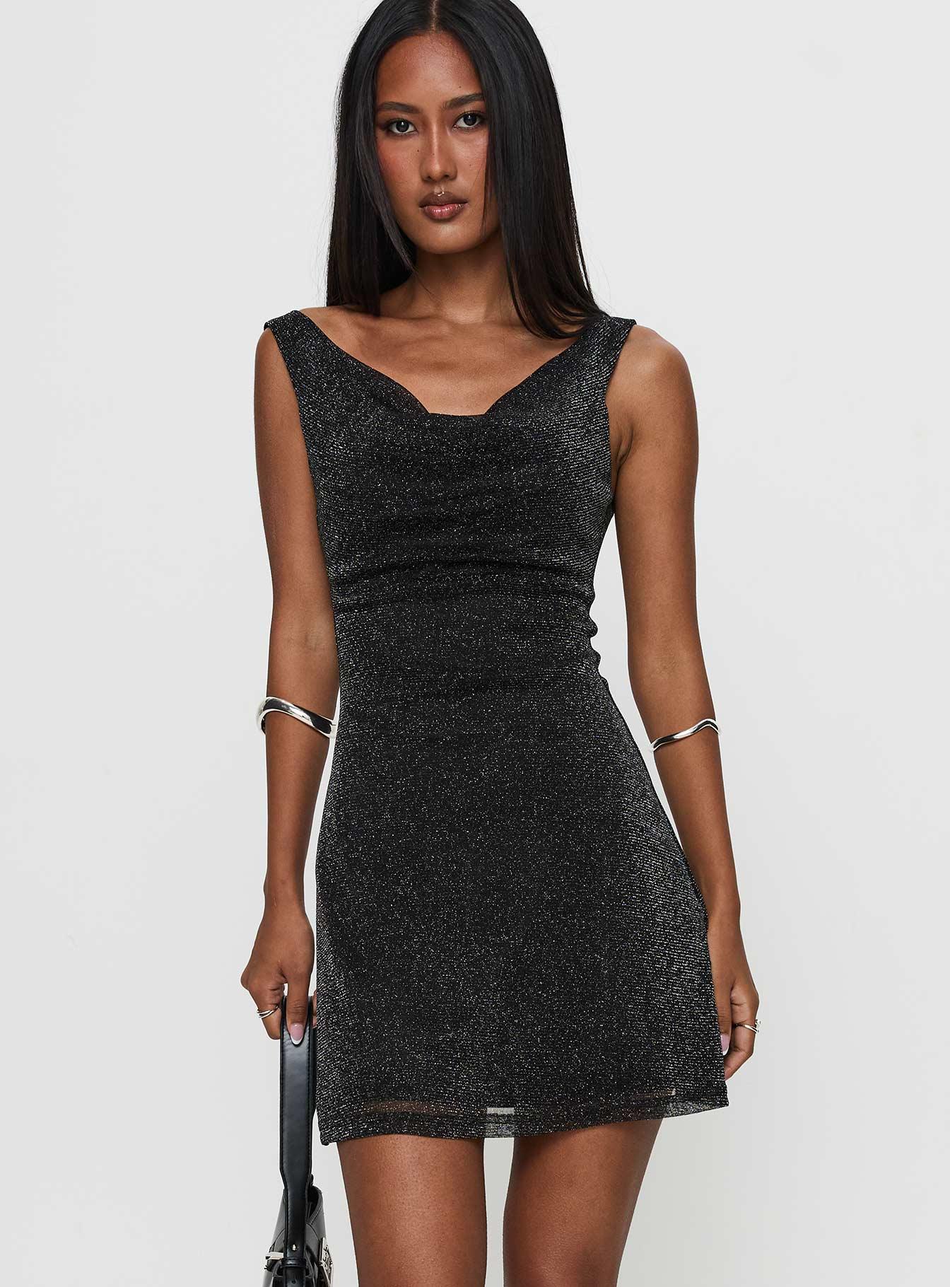 Romani Mini Dress Black Glitter Product Image