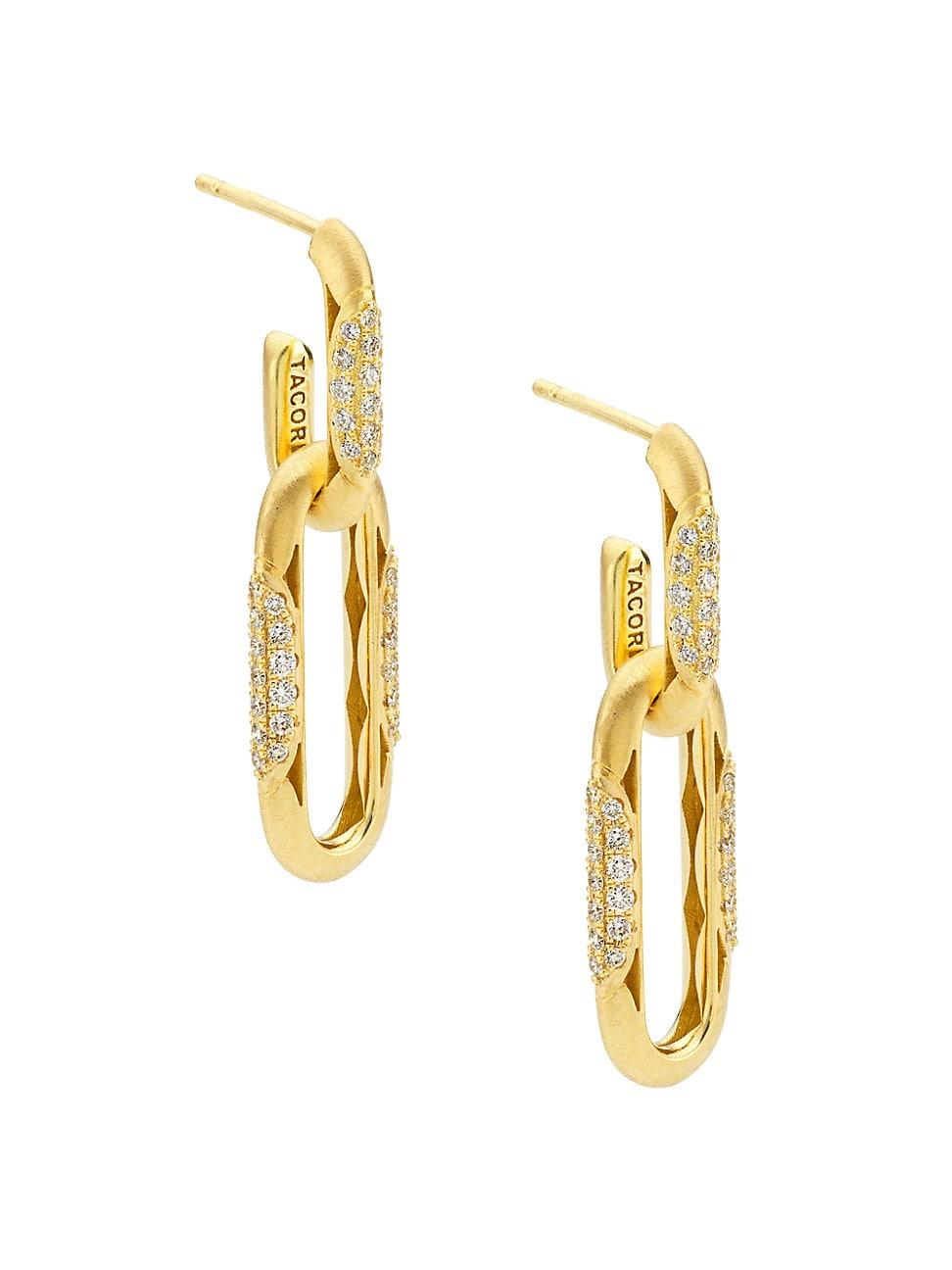 Womens Crescent Eclipse Double-Link 18K Gold & 0.61 TCW Diamond Earrings Product Image