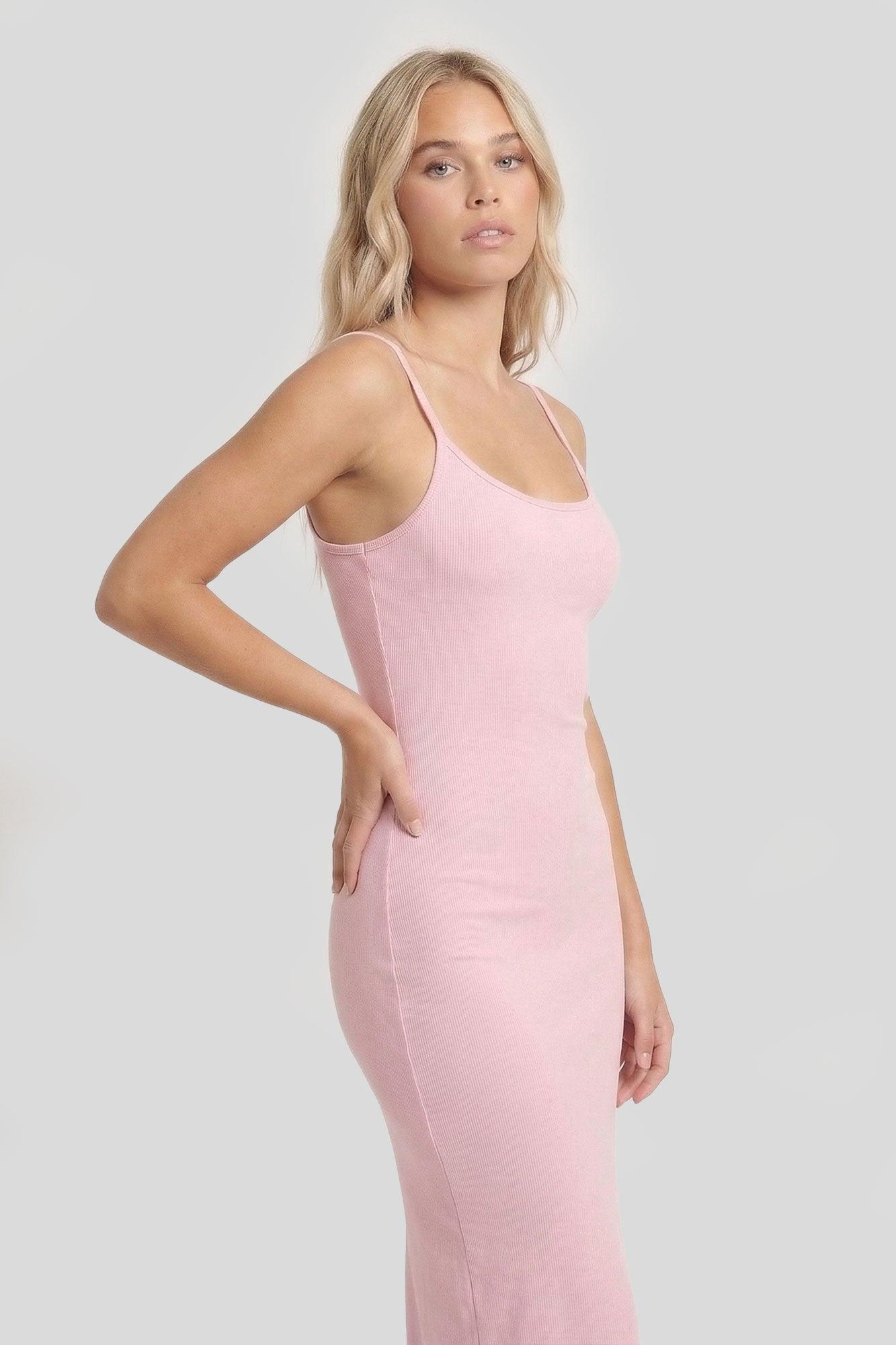 Ribbed Scoop Neck Bodycon Midi Dress Female Product Image