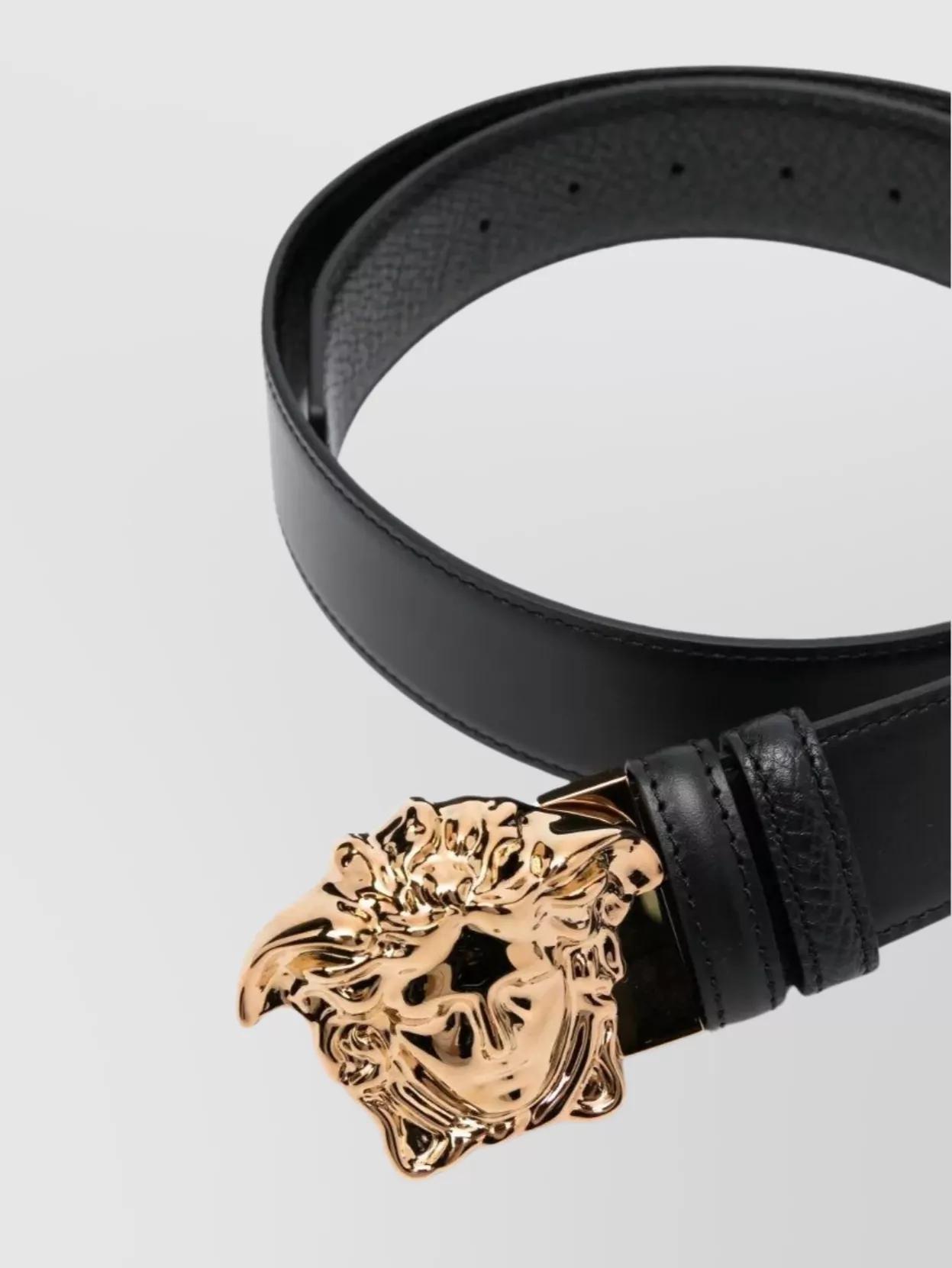 VERSACE La Medusa Leather Belt Man Belt Black Size 39.5 Calfskin Product Image