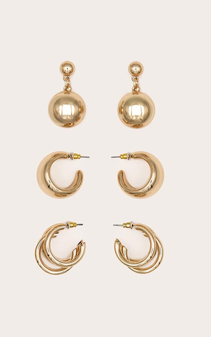 Gold Assorted Chunky Hoop Earrings Multipack Product Image