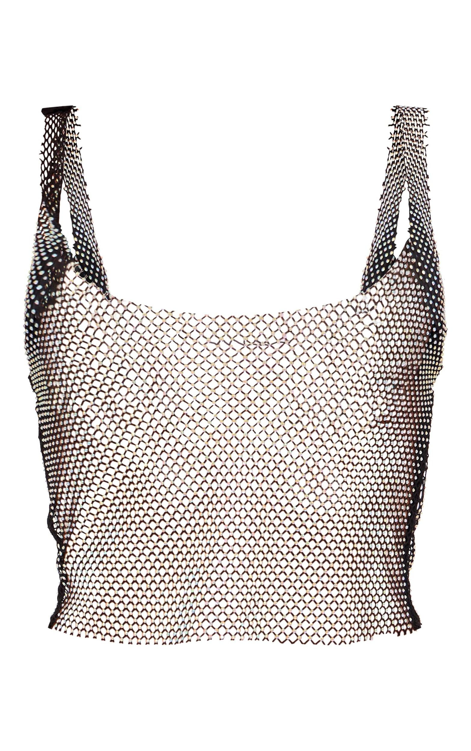 Black Satin Bust Detail Embellished Top Product Image