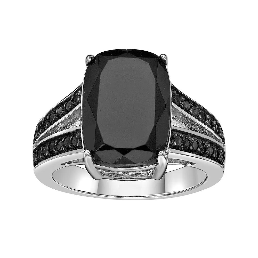 Gemminded Sterling Silver Black Onyx & Black Spinel Ring, Women's, Size: 6 Product Image