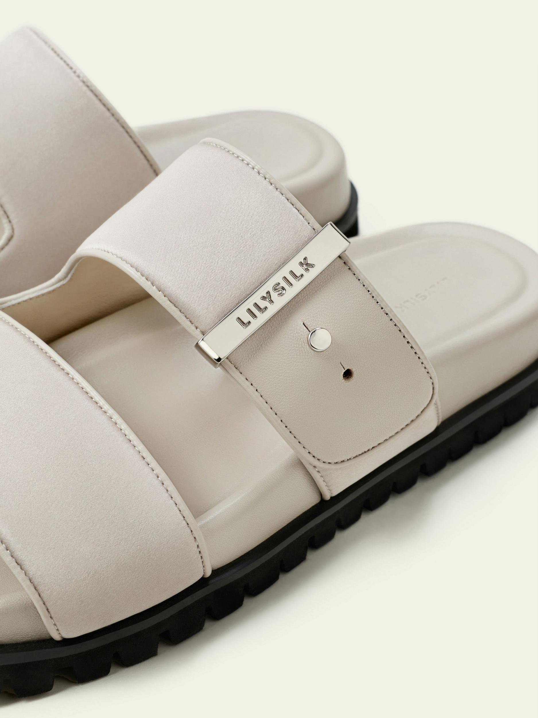 Silk Charmeuse Double-Strap Flat Sandals Product Image