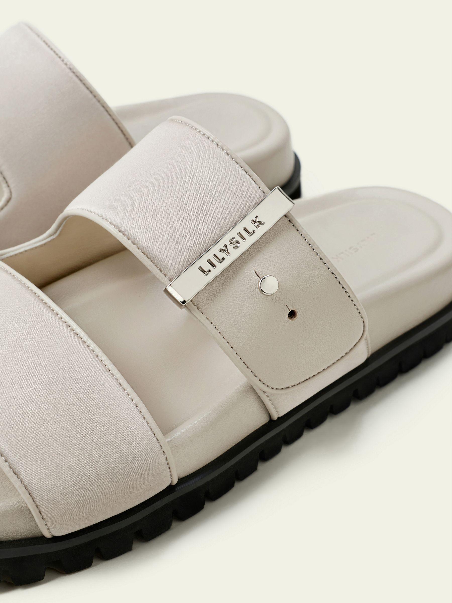 Silk Charmeuse Double-Strap Flat Sandals Product Image