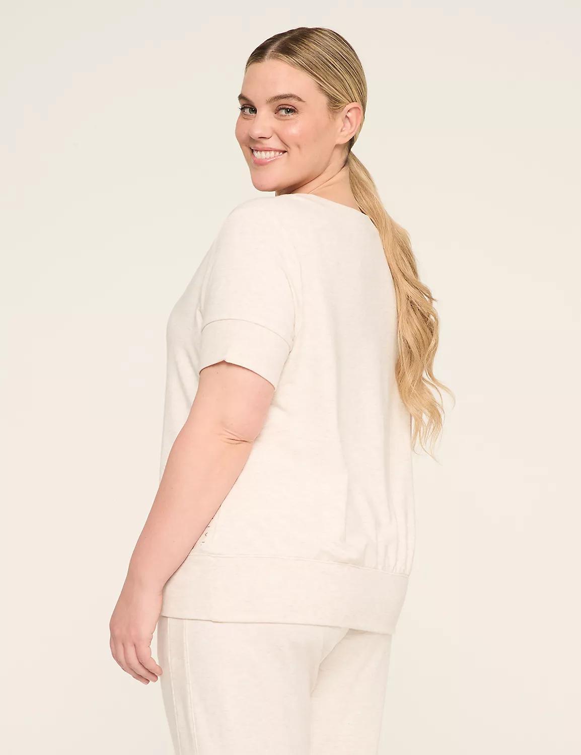 LIVI French Terry Short-Sleeve V-Neck Sweatshirt Product Image