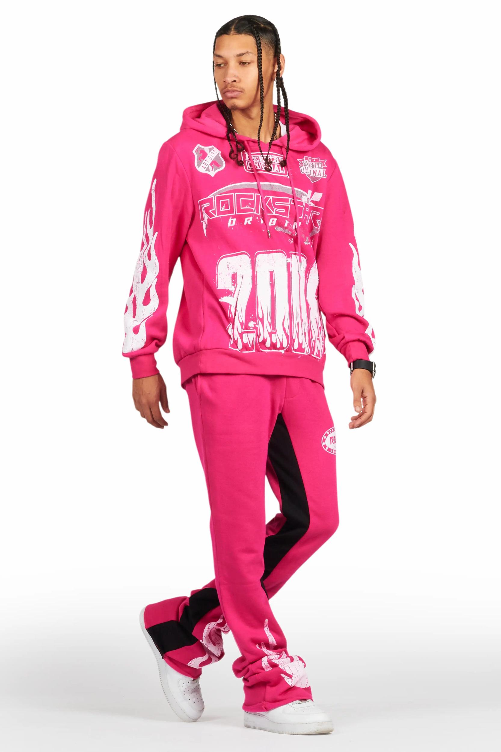 Amos Fuchsia Hoodie/Baggy Track Pant Set Male Product Image