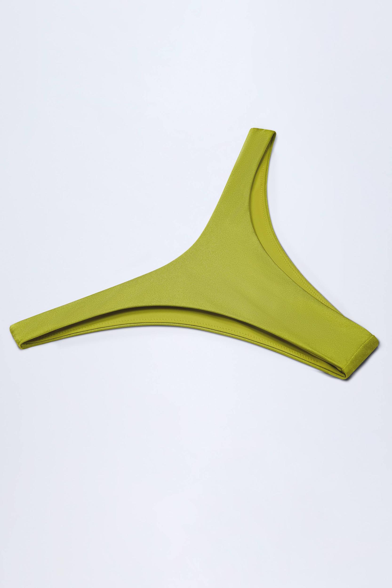 High-Leg Cheeky Bikini Bottoms in Olive Green Product Image