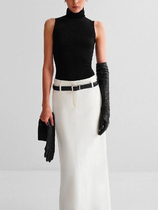 Solid Color Split-Back Skirts Bottoms Product Image