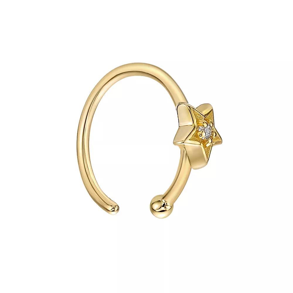Lila Moon 14k Gold Cubic Zirconia Star Open Nose Ring, Women's, White Product Image