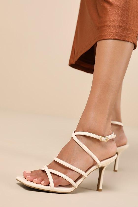 Skyy Beige Strappy High Heel Sandals Product Image