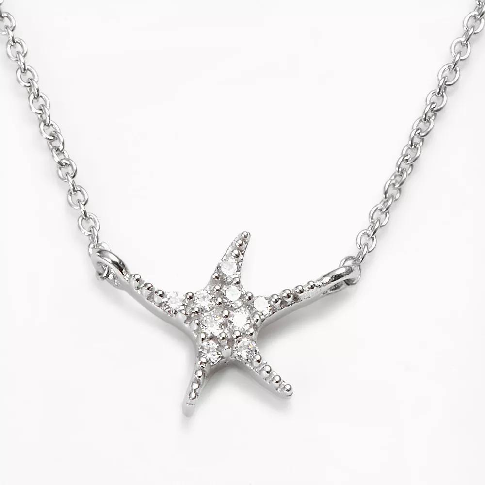 Sophie Miller Sterling Silver Cubic Zirconia Starfish Necklace, Women's, Size: 18", White Product Image