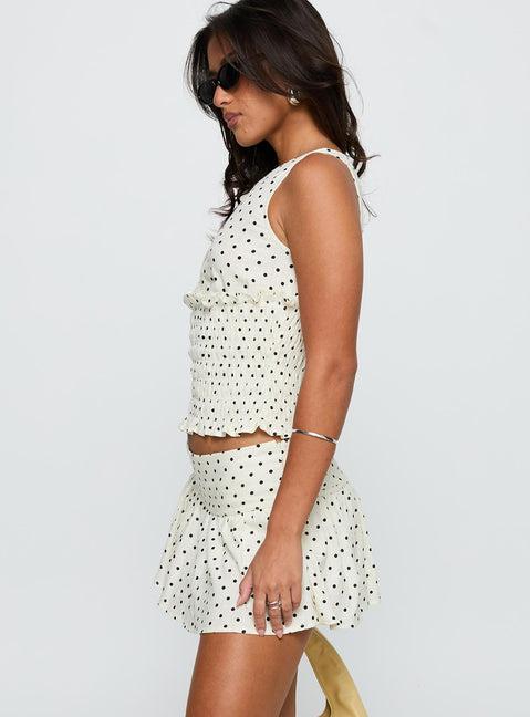 Tovie Frill Linen Blend Skort Cream Polka Dot Product Image