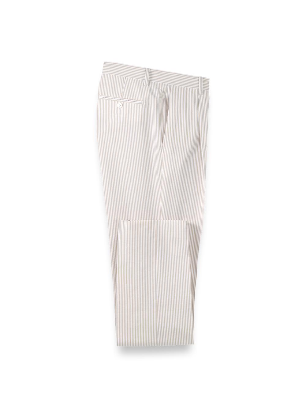 Cotton Seersucker Single Pleated Pants - Blue/white Product Image