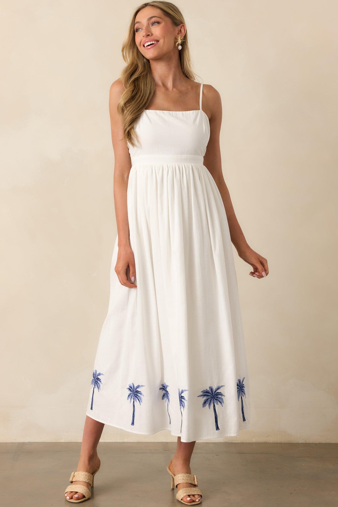 MINKPINK White Isadora Embroidered Midi Dress Product Image