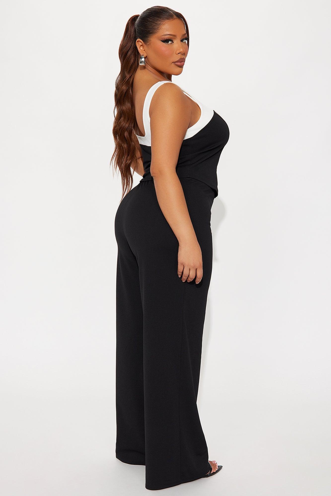 Callie Color Block Wide Leg Pant Set - Black Female Product Image