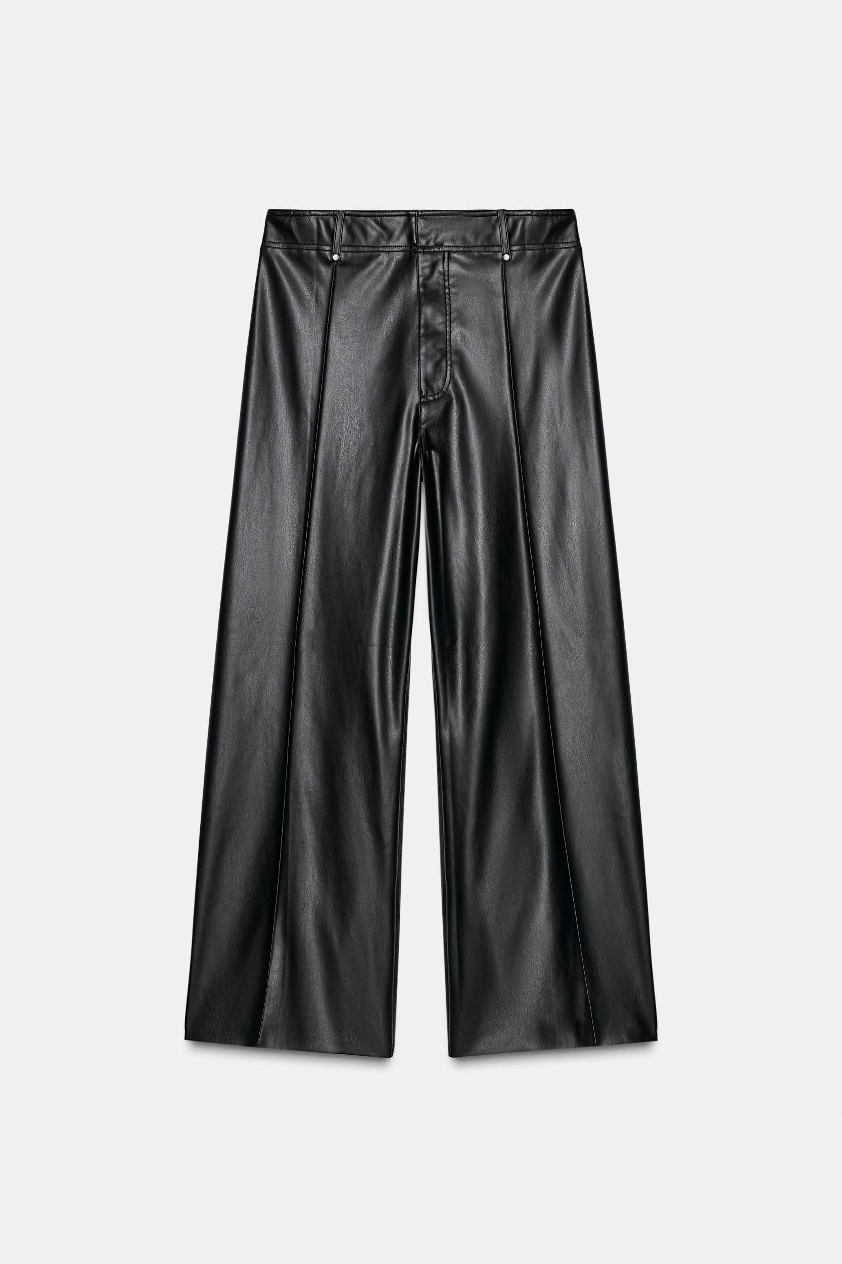 ZW COLLECTION FAUX LEATHER TAILORED WIDE LEG PANTS Product Image
