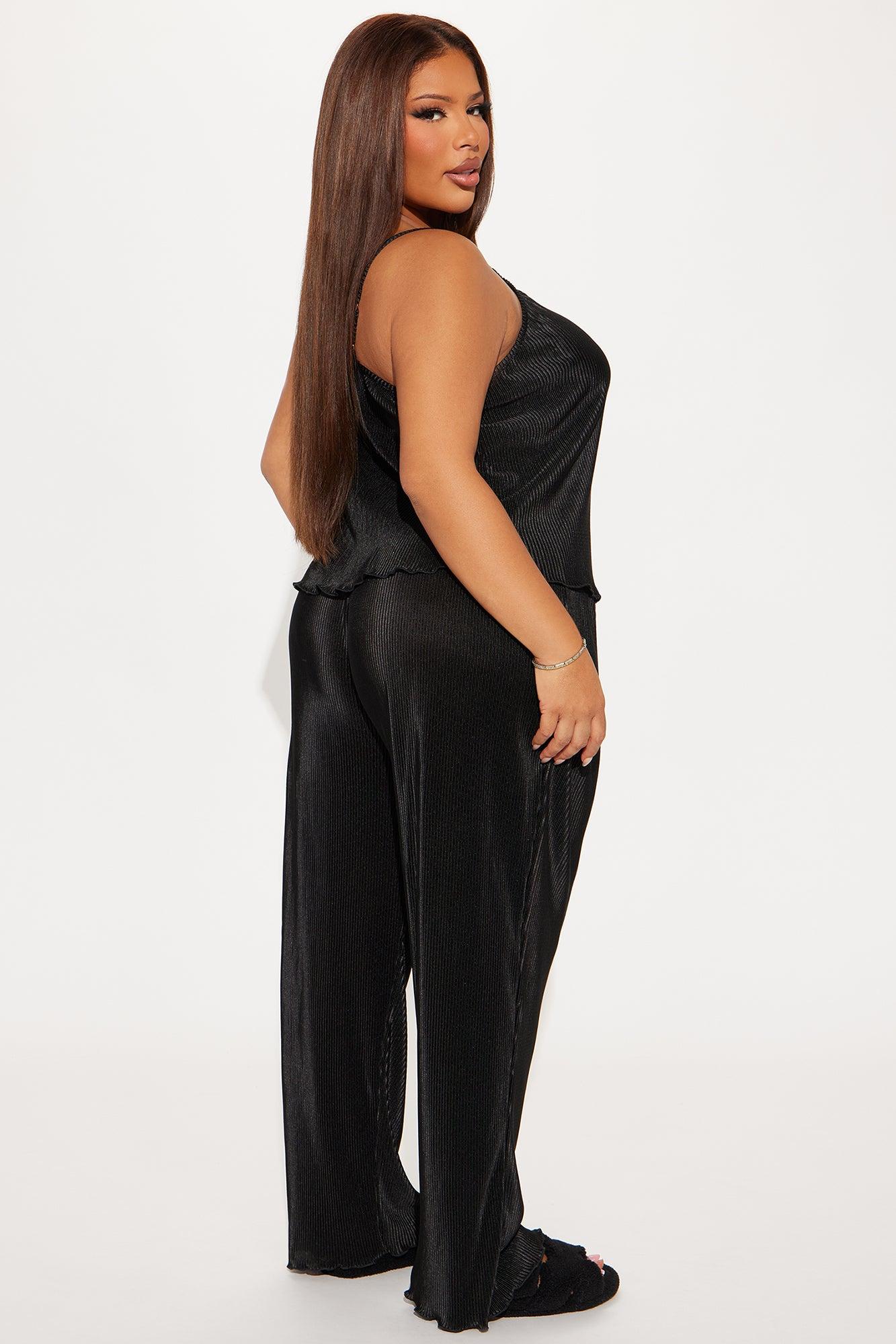 Always Bedtime Plisse PJ Pant Set - Black Product Image