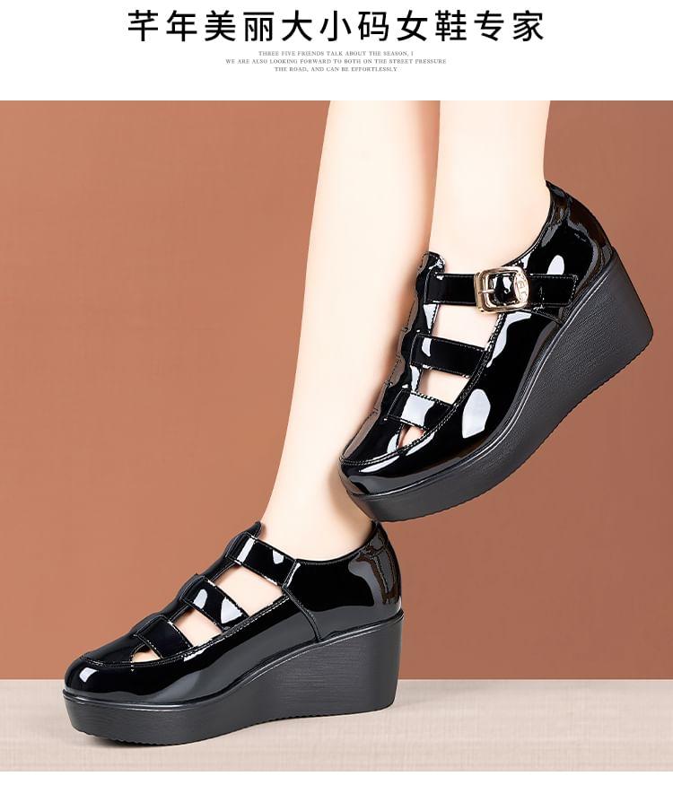 Platform Patent Leather Wedge Gladiator Sandals Product Image