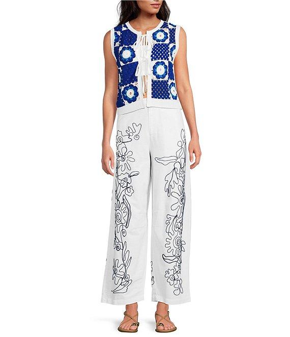 Chelsea & Violet Round Neckline Self Tie Sleeveless Raven Blouse Product Image