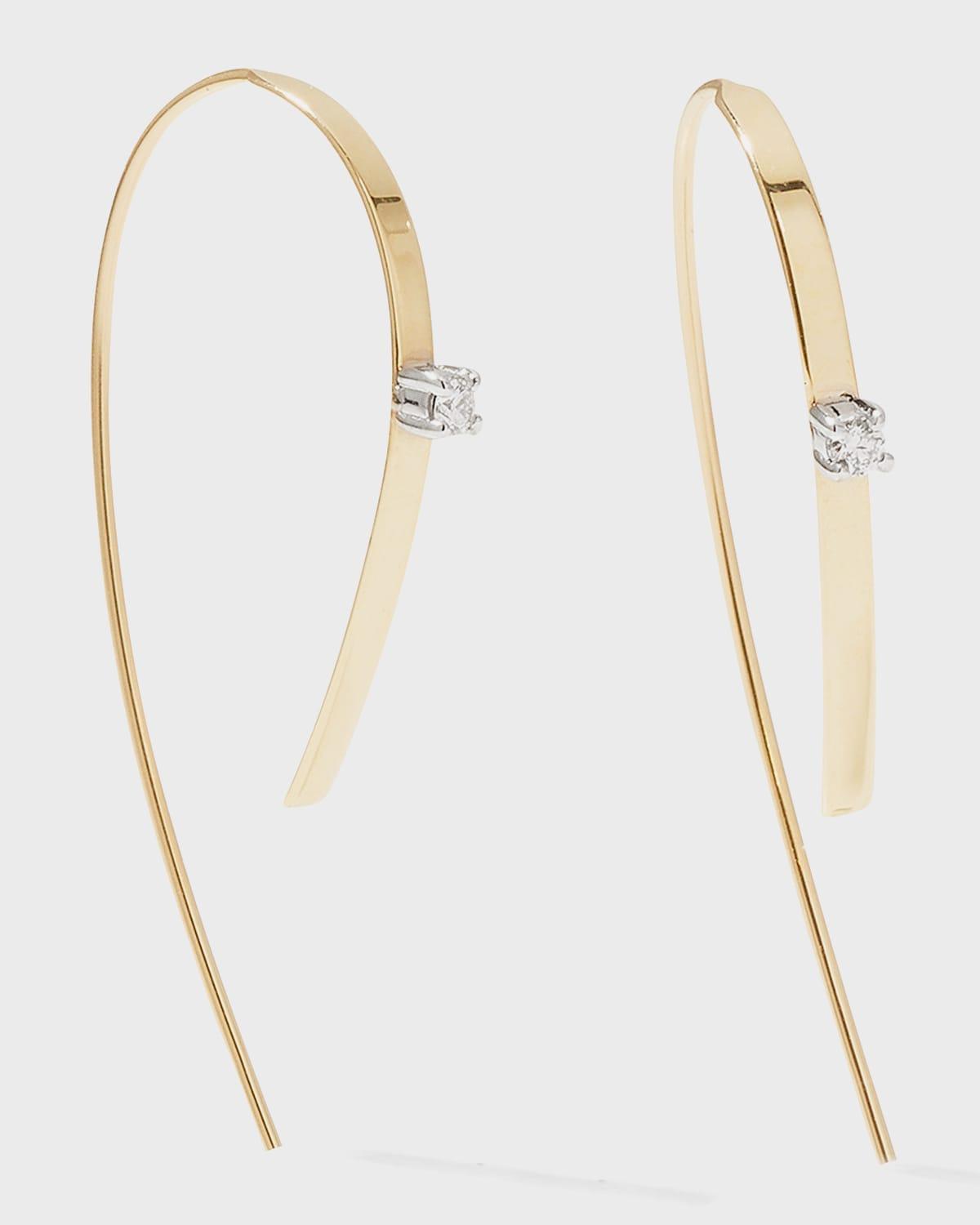Small Flat Forward Facing Hooked On Hoop Earrings with Diamonds Product Image