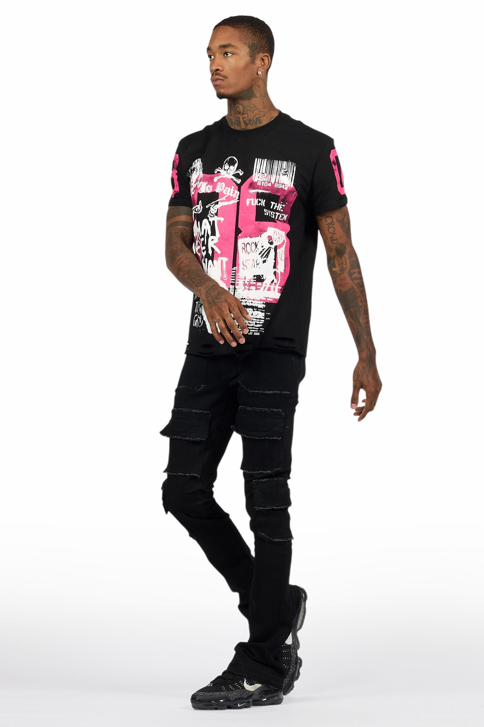 Grill Black T-Shirt/Stacked Flare Cargo Jean Male Product Image