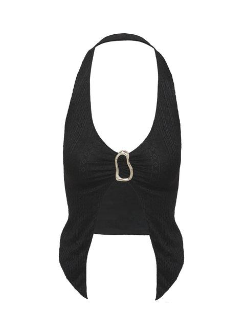 Moderna Halter Lace Top Black Product Image