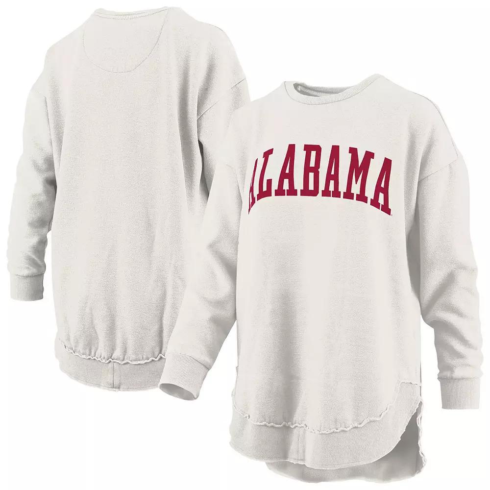 Women's Pressbox Oatmeal Alabama Crimson Tide Melange Poncho Vintage Fleece Long Sleeve Pullover Sweatshirt,  Product Image