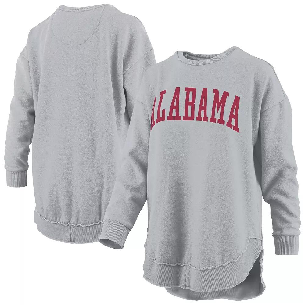 Women's Pressbox  Gray Alabama Crimson Tide Melange Poncho Vintage Fleece Long Sleeve Pullover Sweatshirt, Size: 2XL, Grey Product Image