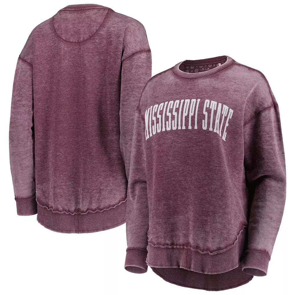 Women's Pressbox Maroon Mississippi State Bulldogs Vintage Wash Pullover Sweatshirt,  Product Image