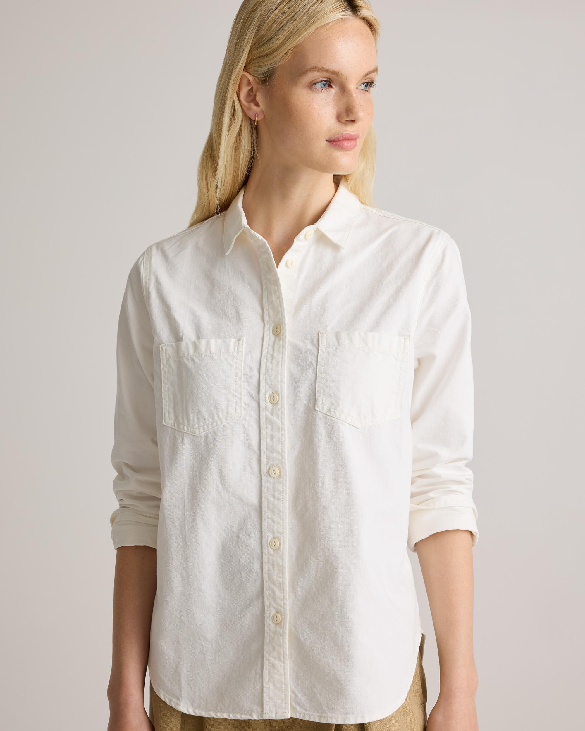 Quince | Women's Distressed Denim Shirt Cotton Product Image